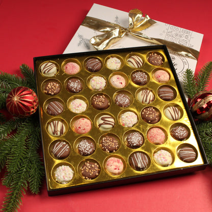 Rosie & Joy Christmas Chocolate Mini Cookie Box - 36 Festive Gourmet Cookies with Coconut, Strawberry, and Nut Crunch